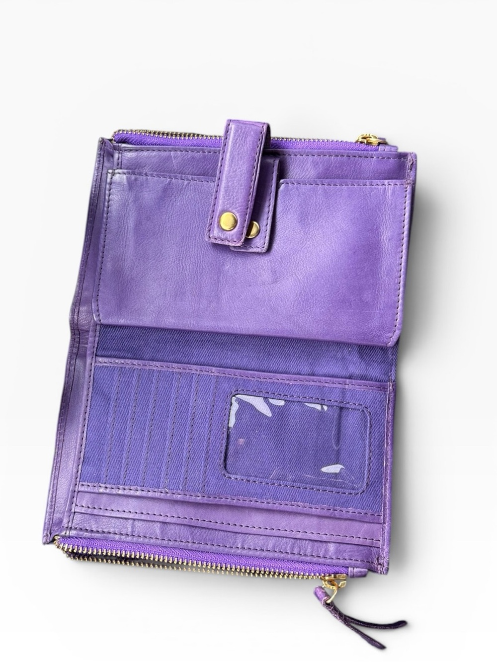 American Leather Co. Taylor Leather Wallet Organizer Vibrant Purple - Picture 6 of 10